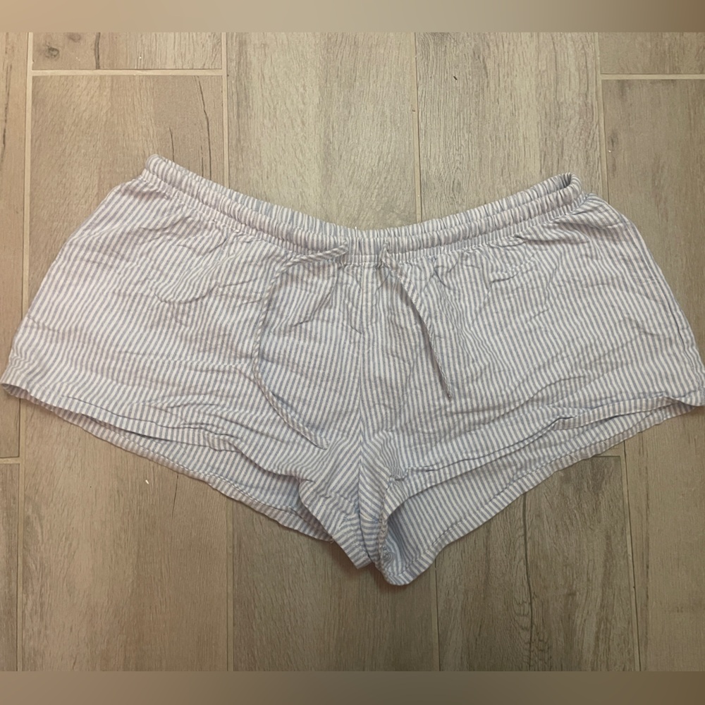 Brandy Melville light blue Striped Pajama Shorts